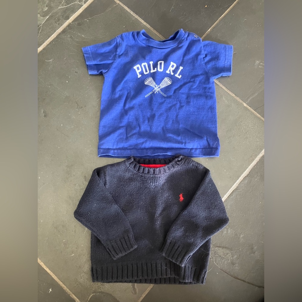 Sz 18M Boys Polo by RL Blue Shirt and Sz 12M Boys Polo by RL Sweater